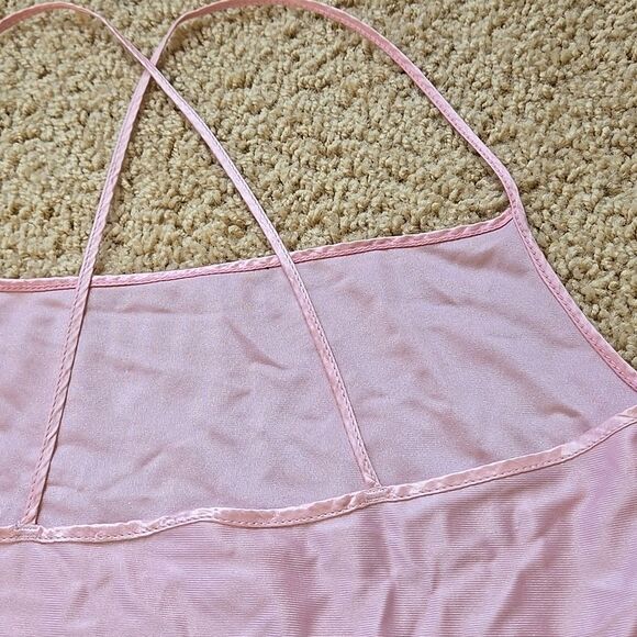 Pink Backless Crop Camisole Top one size as is silky pj feminine lingerie tank - Picture 8 of 12